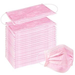Wecolor 100 Pcs Pink Disposable 3 Ply Masks