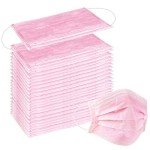 Wecolor 100 Pcs Pink Disposable 3 Ply Masks