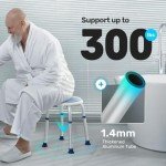 GreenChief Adjustable Rotating Shower Stool with Grab Bar