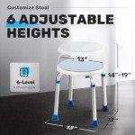 GreenChief Adjustable Rotating Shower Stool with Grab Bar