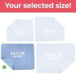 Utopia Bedding Waterproof Incontinence Bed Pads 34 x 36 Inches (Pack of 4, Blue), Washable and Reusable Underpads for Adults, Elderly and Pets, Absorbent Protective Pads