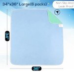 SIMPLI-MAGIC Washable Underpads, 34"x36" (Pack of 6) - Heavy Absorbency Reusable Bedwetting Incontinence Pads for Kids,Adults,Elderly,and Pets - Waterproof Protective Pad for Bed,Couch,Sofa,Floor