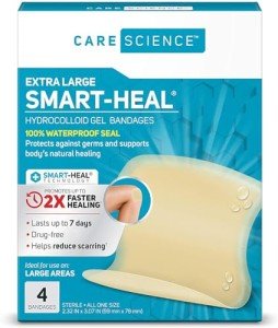 Hydrocolloid Bandages, Large, 100% Waterproof, 4CT