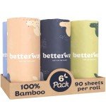 Betterway Bamboo Paper Towels – 6 Rolls, Strong & Absorbent