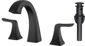 Black Widespread Bathroom Sink Faucet with Drain