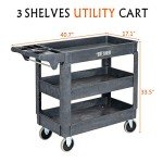 Heavy Duty Utility Cart with Wheels, 3-Tier