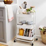 3-Tier Rolling Utility Kitchen Cart - White