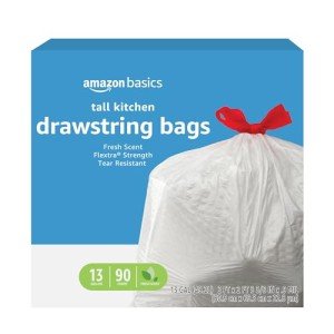 Amazon Basics 13 Gallon Drawstring Trash Bags, Fresh Scent