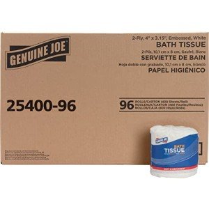Genuine Joe 2-Ply Bath Tissue Rolls - 400 Sheets
