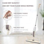 HOMTOYOU Floor Mop with Refillable Bottle & 3 Washable Pads
