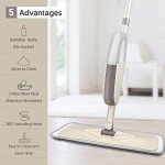 HOMTOYOU Floor Mop with Refillable Bottle & 3 Washable Pads