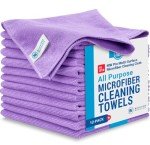 Purple Microfiber Cleaning Cloths - 12 Pack