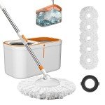 Floor Spin Mop Bucket Set with 5 Refill Heads