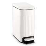 Slim Bathroom Trash Can with Lid - 6L Stainless Steel