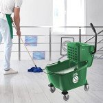26 Quart Green Mop Bucket with Side Press Wringer