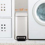 Slim Bathroom Trash Can with Lid - 6L Stainless Steel