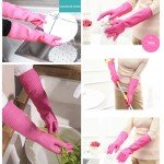 Reusable Long Cuff Rubber Dishwashing Gloves - 3 Pairs