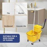 Yellow 35Qt Mop Bucket & Wringer Combo with Caution Sign