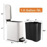 Slim Bathroom Trash Can with Lid - 6L Stainless Steel