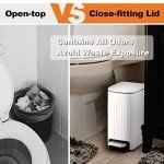 Slim Bathroom Trash Can with Lid - 6L Stainless Steel