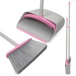 Pink Broom and Dustpan Set for Indoor Use