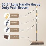 Heavy Duty 18" Outdoor Push Broom with Long Handle