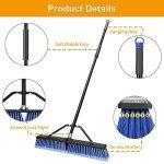 24" Heavy Duty Outdoor Push Broom - Blue