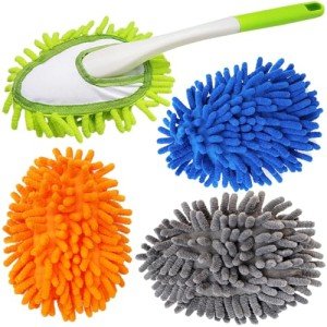 Microfiber Feather Duster with 4 Washable Cloths