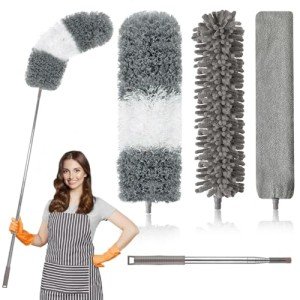 4PCS Microfiber Dusting Set with Extension Pole