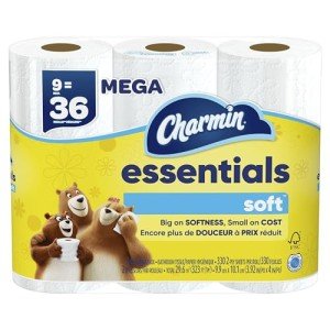 Charmin Essentials Soft Toilet Paper, 9 Mega Rolls