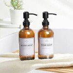 Amber Glass Soap Dispenser Set with Tray