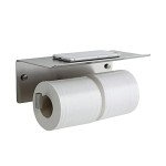 Double Toilet Paper Holder with Shelf - Brushed Nickel