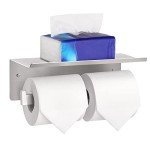 Double Toilet Paper Holder with Shelf - Brushed Nickel