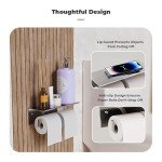 Brushed Nickel Double Toilet Paper Holder with Shelf