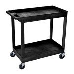 Mobile Utility Tub Cart with 2 Shelves - Black