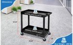 Mobile Utility Tub Cart with 2 Shelves - Black