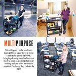 Heavy-Duty 3-Shelf Utility Push Cart, 300 lbs Capacity