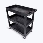 Heavy-Duty 3-Shelf Utility Push Cart, 300 lbs Capacity