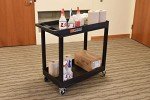Mobile Utility Tub Cart with 2 Shelves - Black
