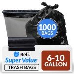 SuperValue Black Trash Bags | 6-10 Gallon | 1000 Count