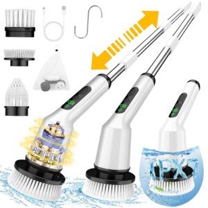 Cordless Electric Spin Scrubber with 3 Brush Heads