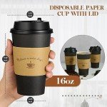 LITOPAK 100 Disposable Coffee Cups with Lids & Sleeves