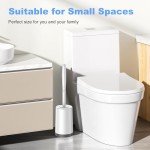 Curved Toilet Bowl Brush Holder Set - White