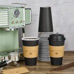 LITOPAK 100 Disposable Coffee Cups with Lids & Sleeves