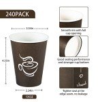 240 Pack Disposable Paper Coffee Cups - 12 oz