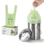 Compostable Trash Bags with Handles, 1.6 Gallon, 50 Pack