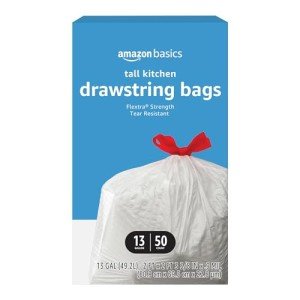 High Trash Bags with Drawstring, 50 Count