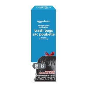 Amazon Basics 30 Gallon Drawstring Trash Bags, 20 Count