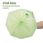 Compostable Trash Bags with Handles, 1.6 Gallon, 50 Pack