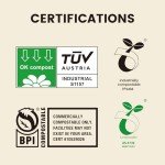 Compostable Trash Bags with Handles, 1.6 Gallon, 50 Pack